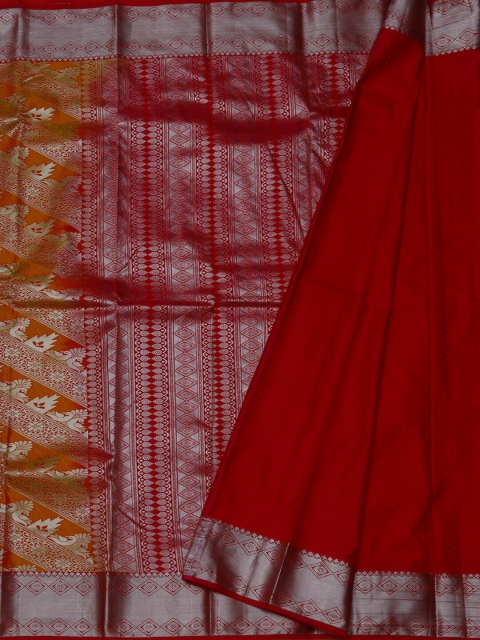 

Pothys Orange & Red Tissue Solid Saree