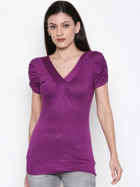 

Manola Women Purple Solid Fitted Top