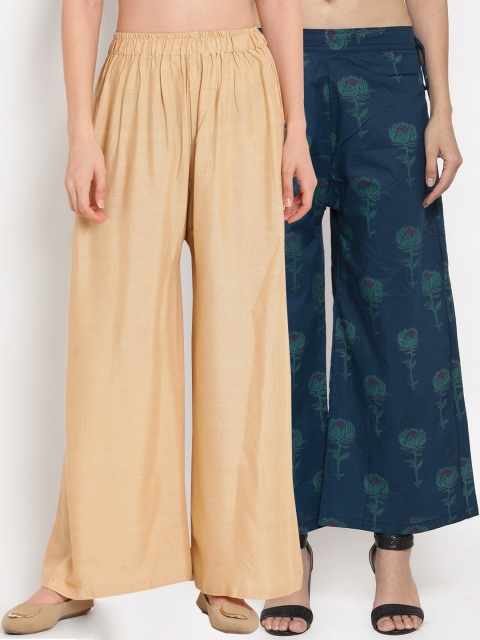 

TAG 7 Women Pack Of 2 Palazzos, Navy blue