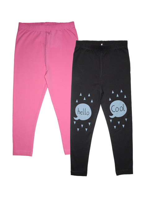 

KiddoPanti Girls Pack of 2 Ankle-Length Leggings, Pink