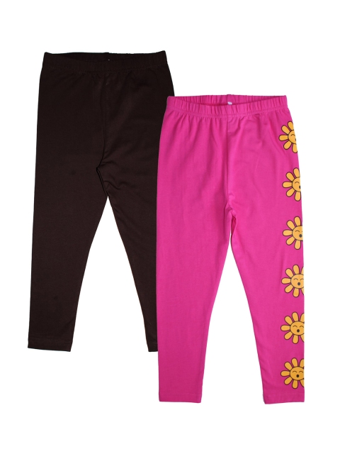 

KiddoPanti Girls Pack of 2 Ankle-Length Leggings, Coffee brown