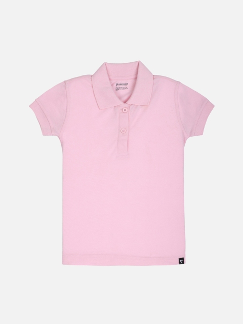 

PROTEENS Girls Pink Solid Polo Collar T-shirt
