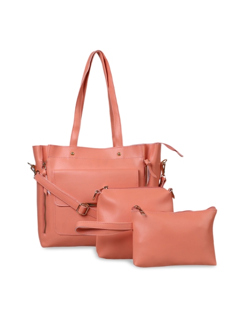 

LEGAL BRIBE Set Of 3 Pink Solid Bag Combo