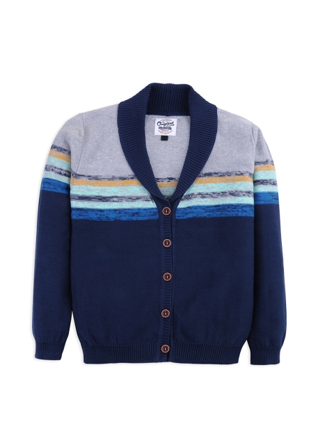 

RVK Boys Navy Blue Self Design Cardigan Sweater