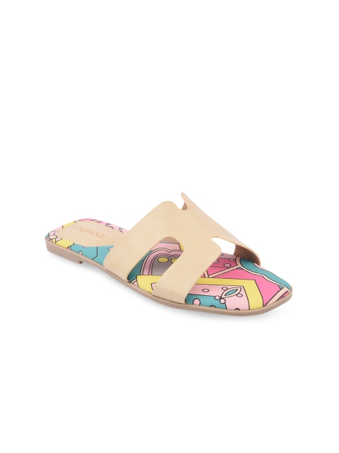 

URBANE Women Beige Solid Open Toe Flats
