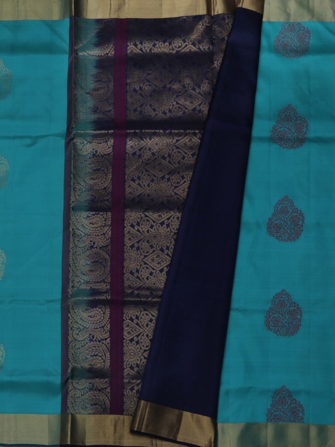 

Pothys Turquoise Blue Woven Design Pure Silk Saree