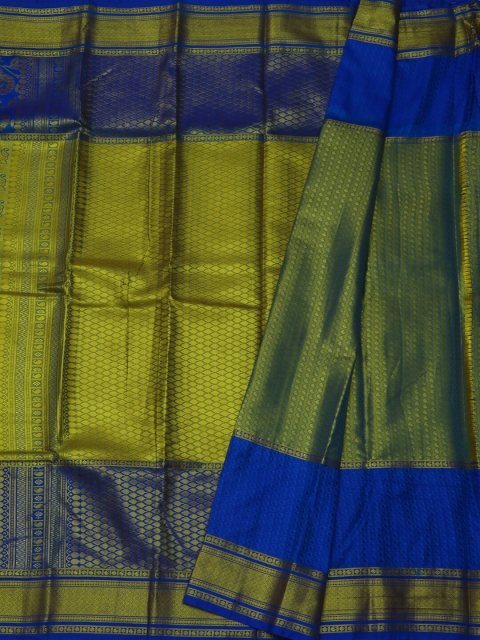 

Pothys Gold & Blue Tissue Woven Design Saree