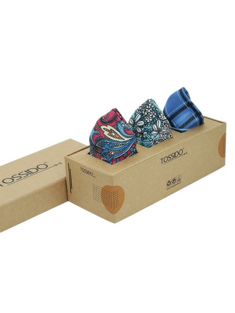 

Tossido Men Pack of 3 Multicoloured Pocket Squares, Blue