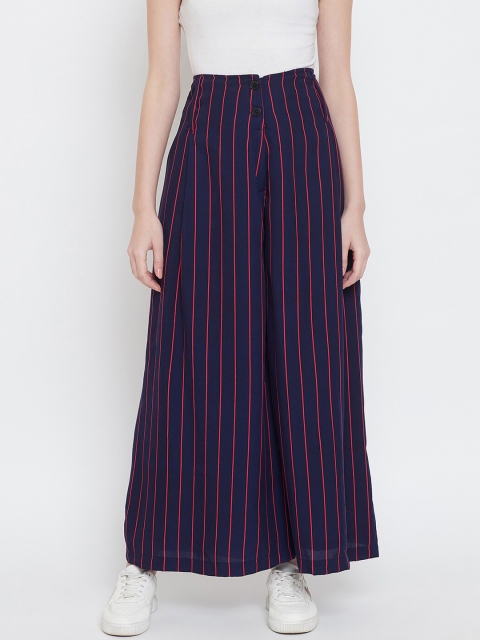 

Castle Women Navy Blue & Red Striped Flared Palazzos