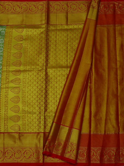 

Pothys Green & Red Tissue Woven Design Saree