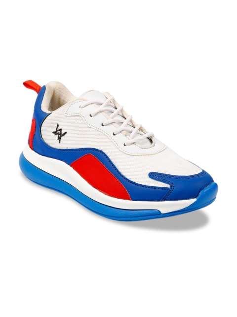 

Woakers Men White & Blue Colourblocked Sneakers