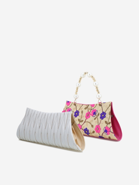 

Element Cart Off-White & Beige Embroidered Clutch