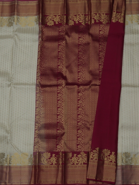 

Pothys Grey & Maroon Pure Silk Woven Design Saree