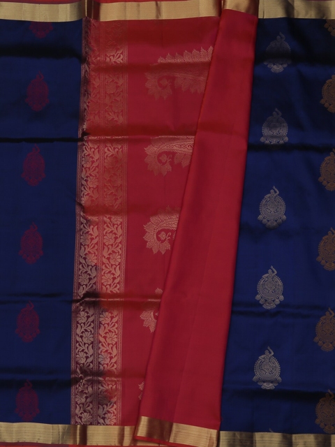 

Pothys Blue & Red Pure Silk Woven Design Saree