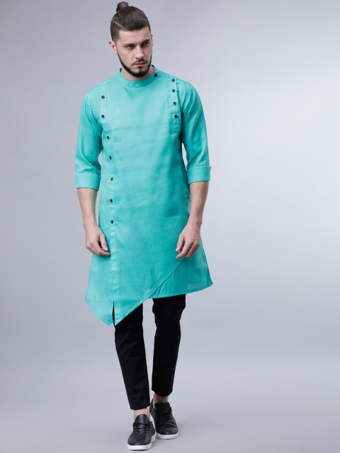 

Svanik Men Sea Green Solid Straight Kurta