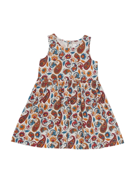 

YOUNG BIRDS Girls Off-White Printed Fit and Flare Dress