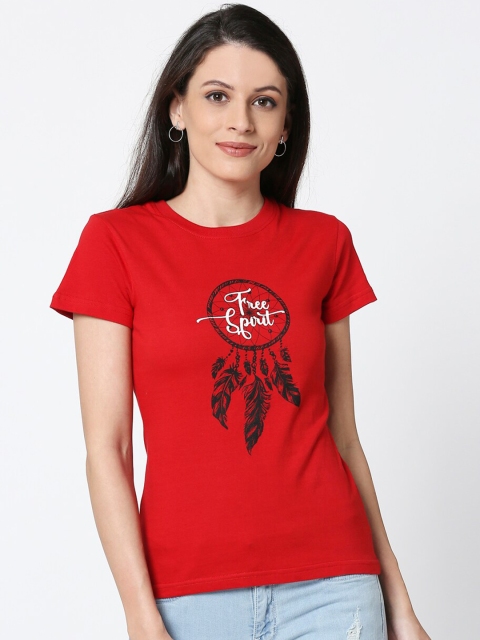 

Bewakoof Women Red Printed Round Neck T-shirt
