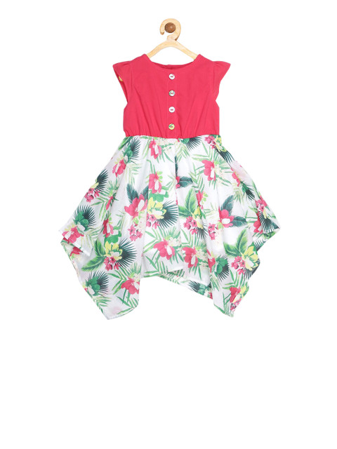 

YOUNG BIRDS Girls Red Printed Fit and Flare Dress