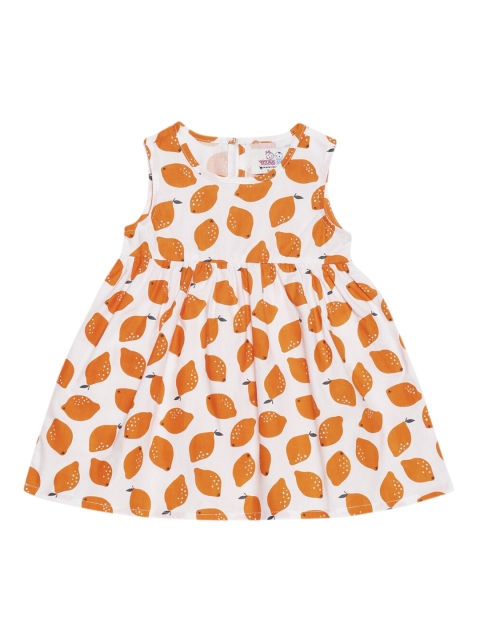 

YOUNG BIRDS Girls White Printed Fit and Flare Dress