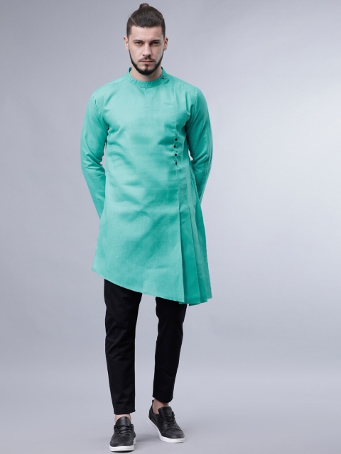 

Svanik Men Sea Green Solid Straight Kurta
