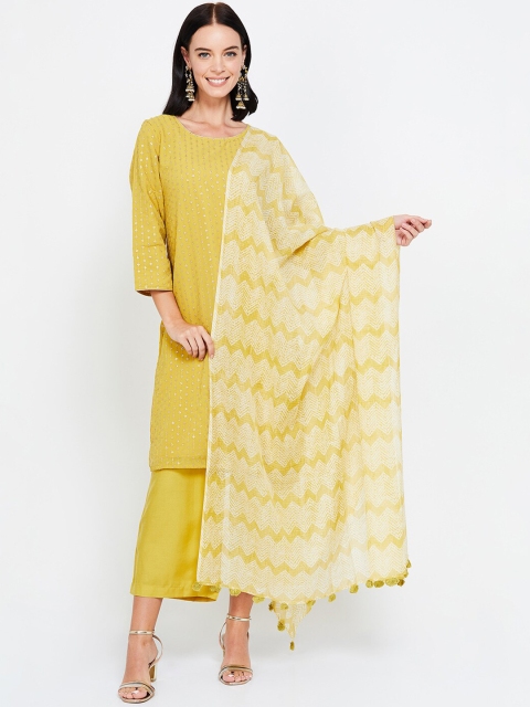 

Melange by Lifestyle Lime Green Printed Dupatta