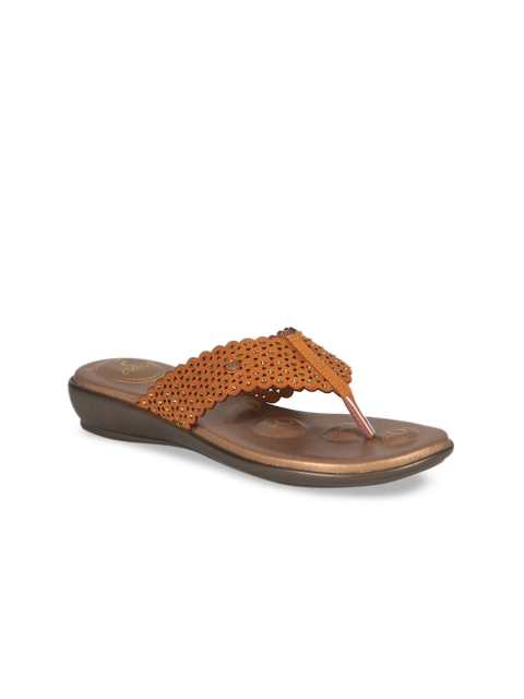

VON WELLX GERMANY Women Tan Brown Textured Open Toe Flats
