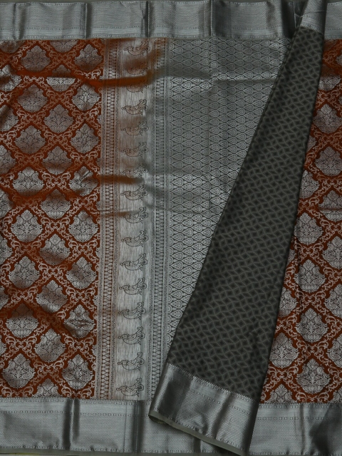 

Pothys Brown & Grey Tissue Silk Woven Design Saree