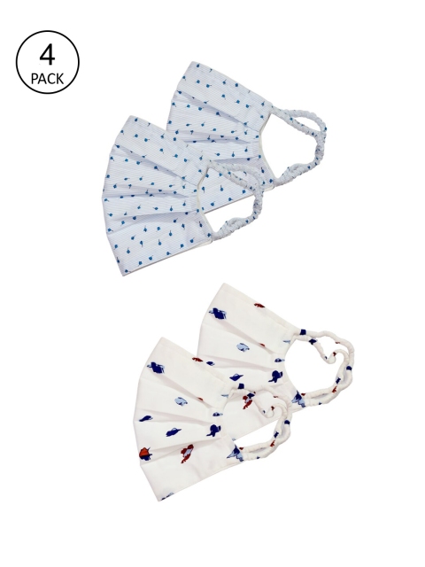 

Bellofox Women Pack Of 4 3-Ply Reusable Cloth Masks, Blue