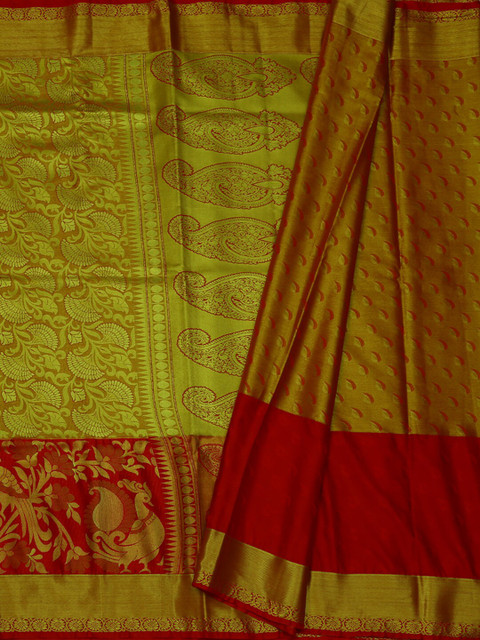 

Pothys Gold-Toned & Red Tissue Woven Design Saree