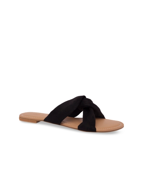 

Inc 5 Women Black Solid Suede Open Toe Flats