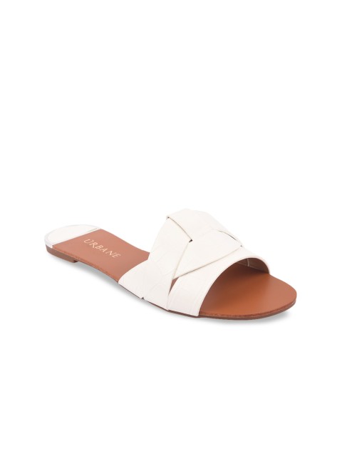 

URBANE Women White Solid Open Toe Flats