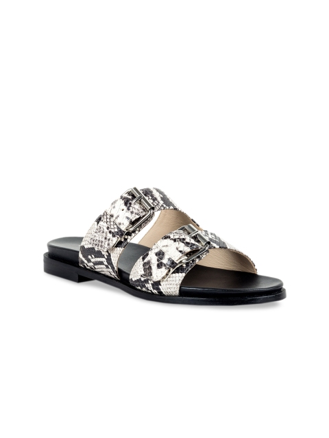 

Vanilla Moon Women Black Textured Leather Open Toe Flats