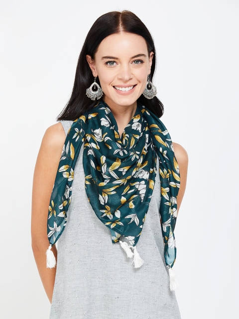 

Melange by Lifestyle Teal & Navy Blue Printed Dupatta