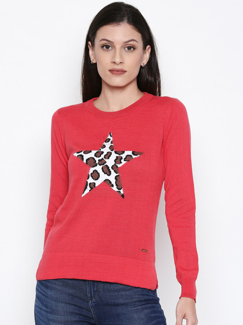 

Manola Women Red & White Printed Sweatshirt
