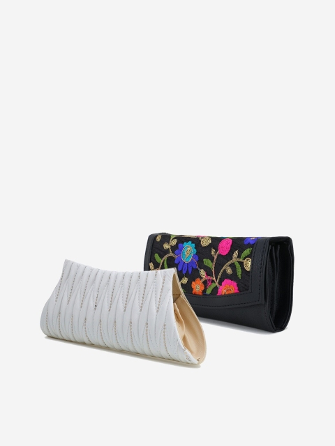 

Element Cart Off-White & Black Embroidered Clutch