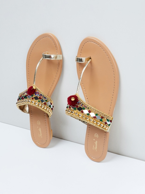 

max Women Gold-Toned Embellished Sandals