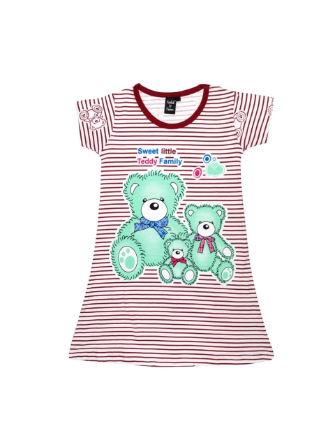 

Todd N Teen Girls Maroon & White Printed Nightdress