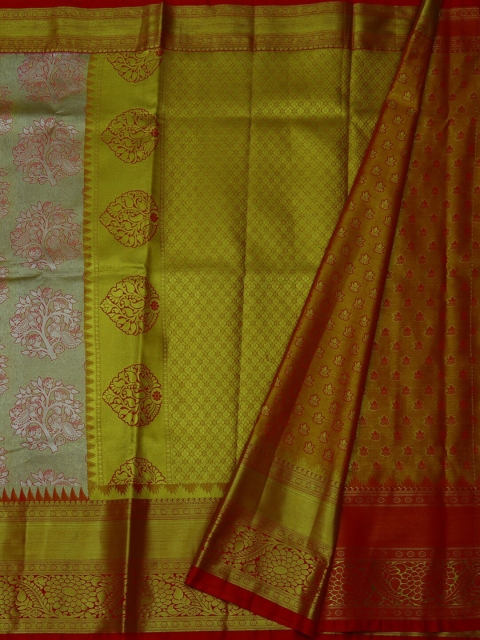

Pothys Gold-Coloured & Red Tissue Woven Design Saree