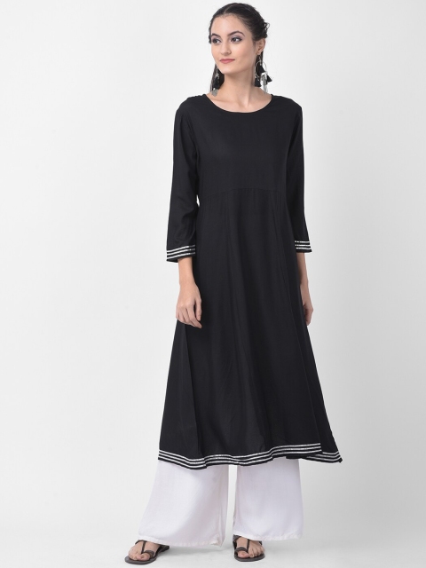 

aayusika Women Black & White Solid Kurta with Palazzos