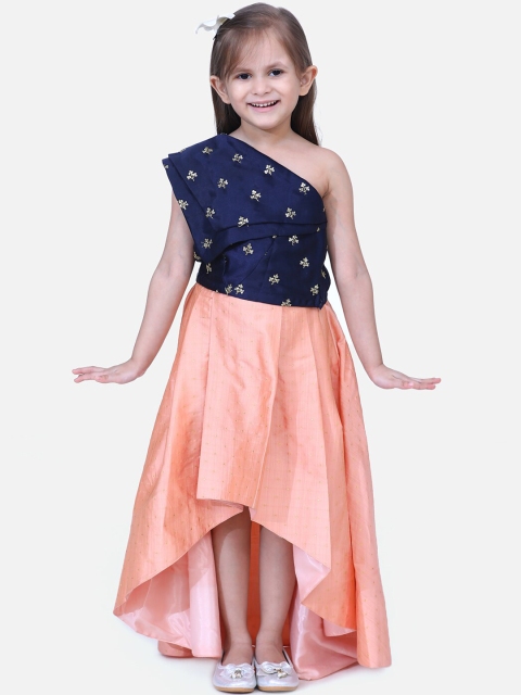 

Fairies Forever Girls Blue & Peach-Coloured Embellished Top with Skirt