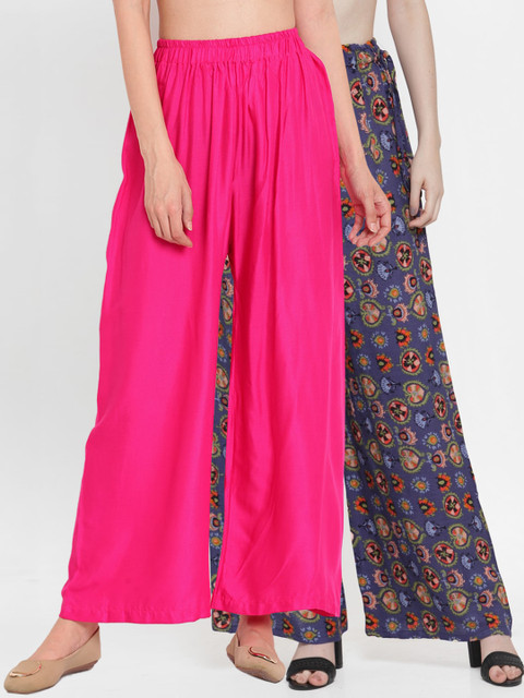 

TAG 7 Women Pack Of 2 Straight Palazzos, Pink