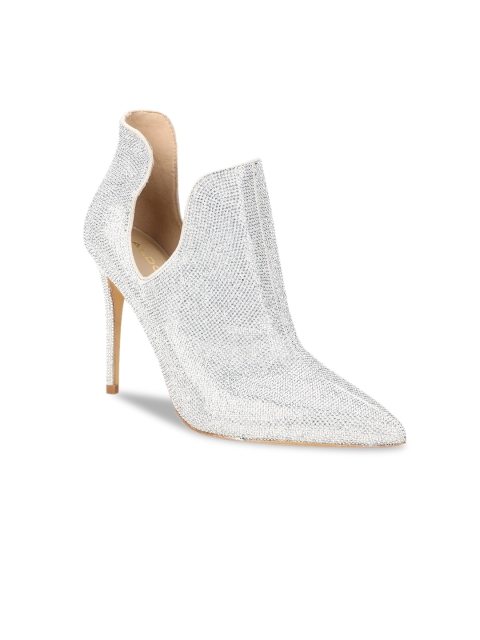 

ALDO Women Silver-Toned Textured Heeled Boots