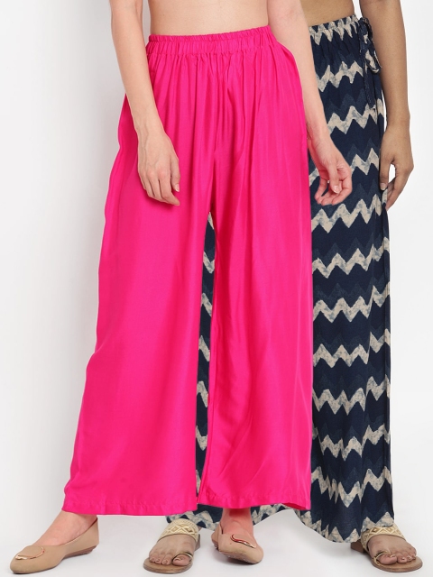 

TAG 7 Women Pack of 2 Flared Palazzos, Pink