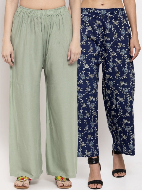 

TAG 7 Women Pack Of 2 Palazzos, Navy blue
