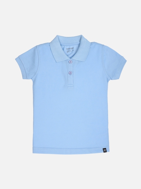 

PROTEENS Girls Blue Solid Polo Collar T-shirt