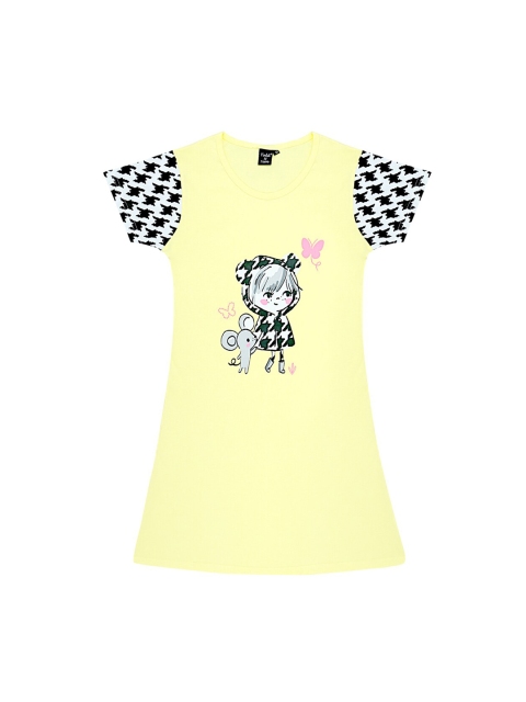 

Todd N Teen Girls Yellow & Black Printed Nightdress