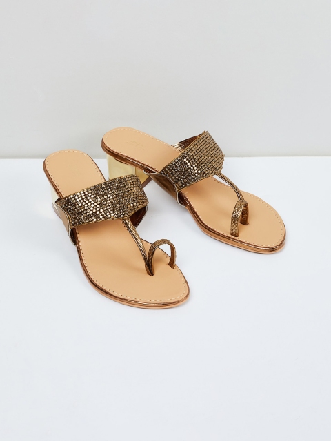 

max Women Gold-Toned Textured Heels