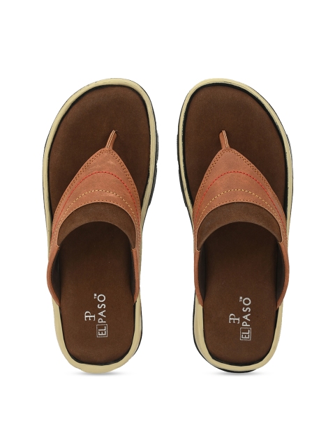 El Paso Men Tan Brown Colourblocked Comfort Sandals