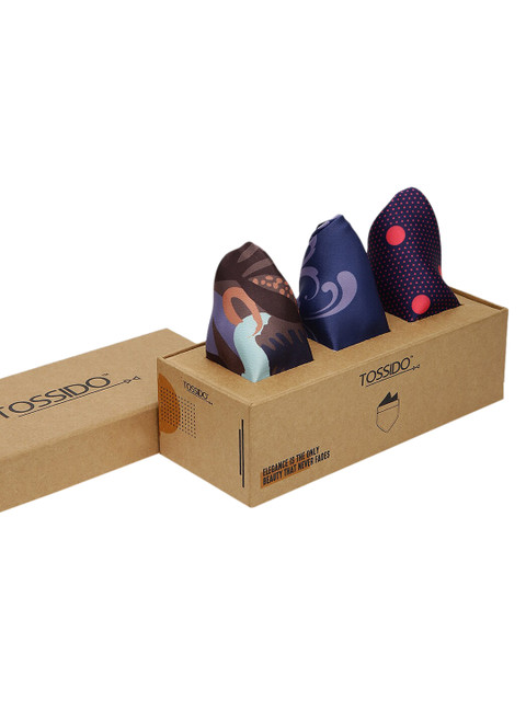 

Tossido Men Pack of 3 Multicoloured Printed Pocket Squares, Red