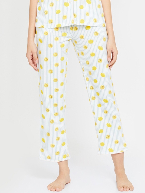 

Ginger by Lifestyle Women White & Yellow Lounge Pants, Off white